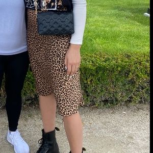 Silky cheetah print midi skirt